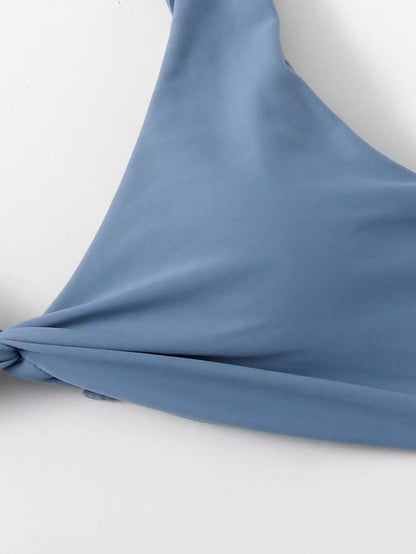 2 Piece Solid Tie Bikini Padded Bra High Leg Bandage Push Up Bikini Set Brazilian Swimsuit Women Swimwear - The Clothing Company Sydney