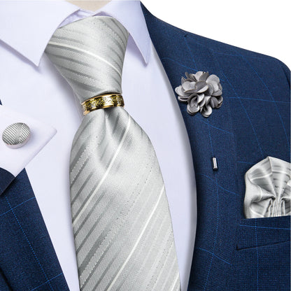 Men's Ties 8cm Wide Silk Neck Tie For Wedding Party Accessories Pocket Square Cufflinks Brooch Pin Set - The Clothing Company Sydney