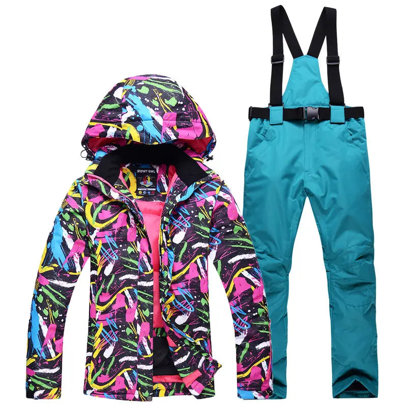Women's Snow Suit Winter Outdoor Snowboarding Clothing Waterproof Skiing Costume Sets Jackets + Belt Pants - The Clothing Company Sydney