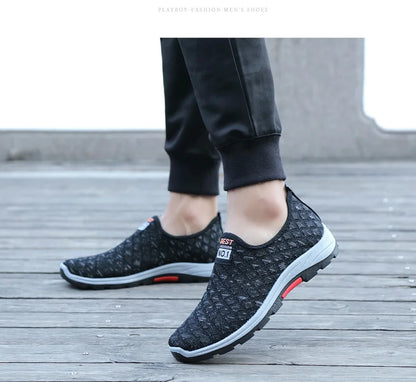 Summer Mesh Casual Shoes Breathable Slip on Mens Loafers Lightweight Sneakers Non-slip Walking Shoes The Clothing Company Sydney