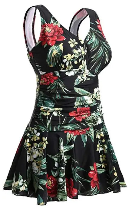Women Modest Swim Dresses Floral Print Plus-Size Swimsuit Padded One Piece Swimwear Bathing Suits The Clothing Company Sydney