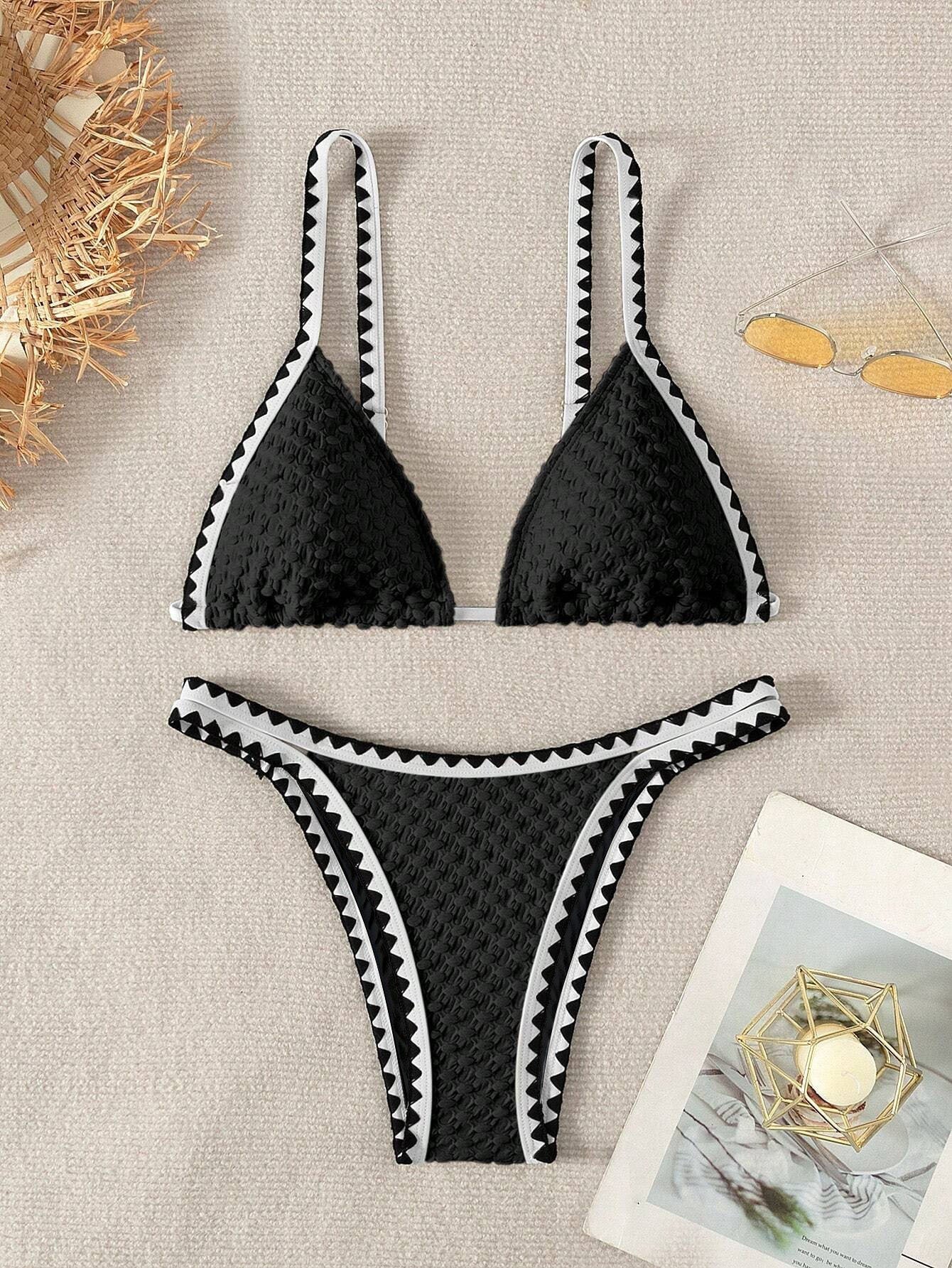 Swimwear White 2 Piece Strapless Swimsuit Bandeau Backless Bikini Set Lace-up Patchwork Bathing Suit The Clothing Company Sydney