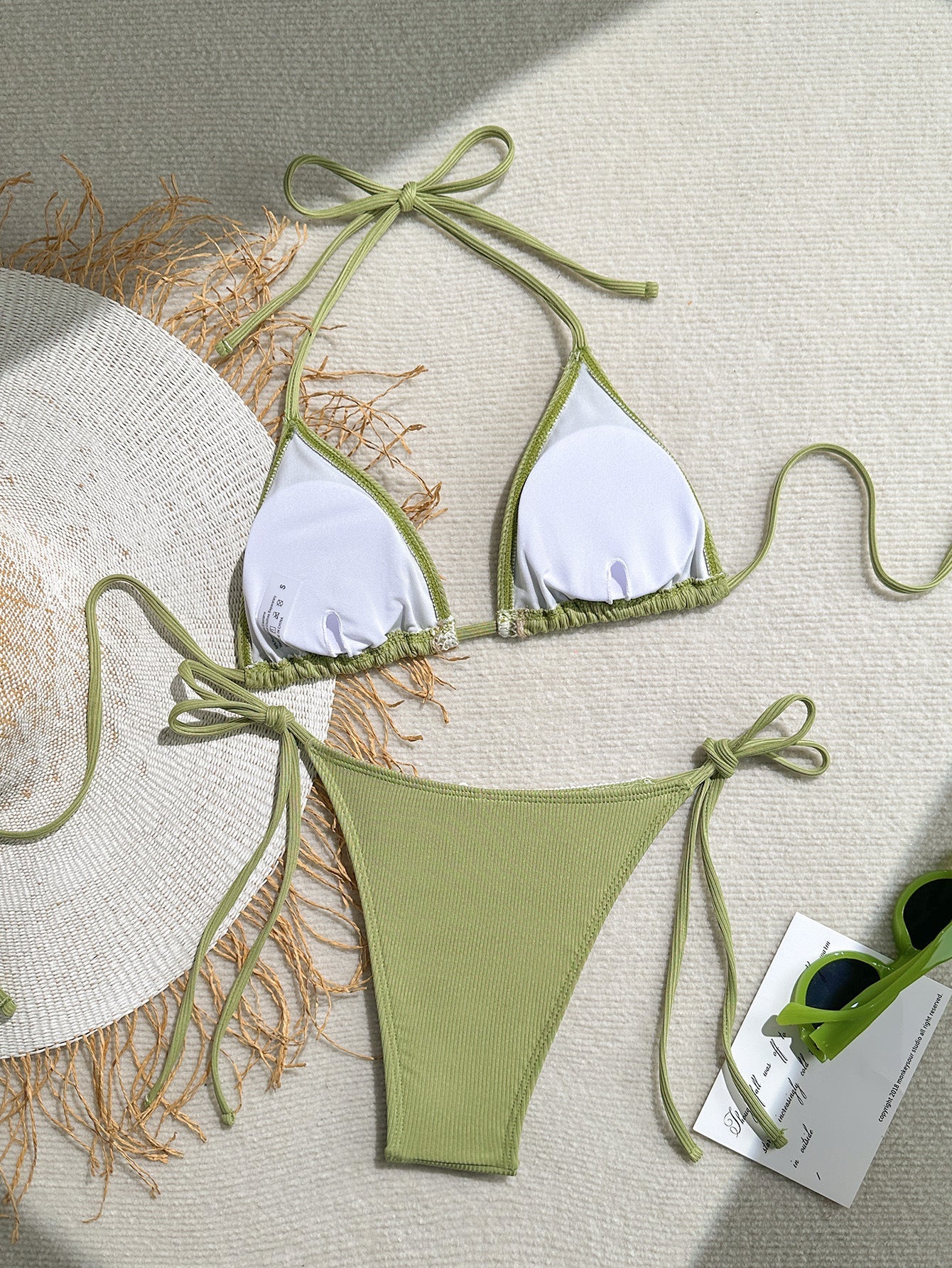 Shell Decoration Ribbed Bikini Women Swimwear Swimsuit Two-pieces Bikini Set Halter Strappy Bather Bathing Suit The Clothing Company Sydney