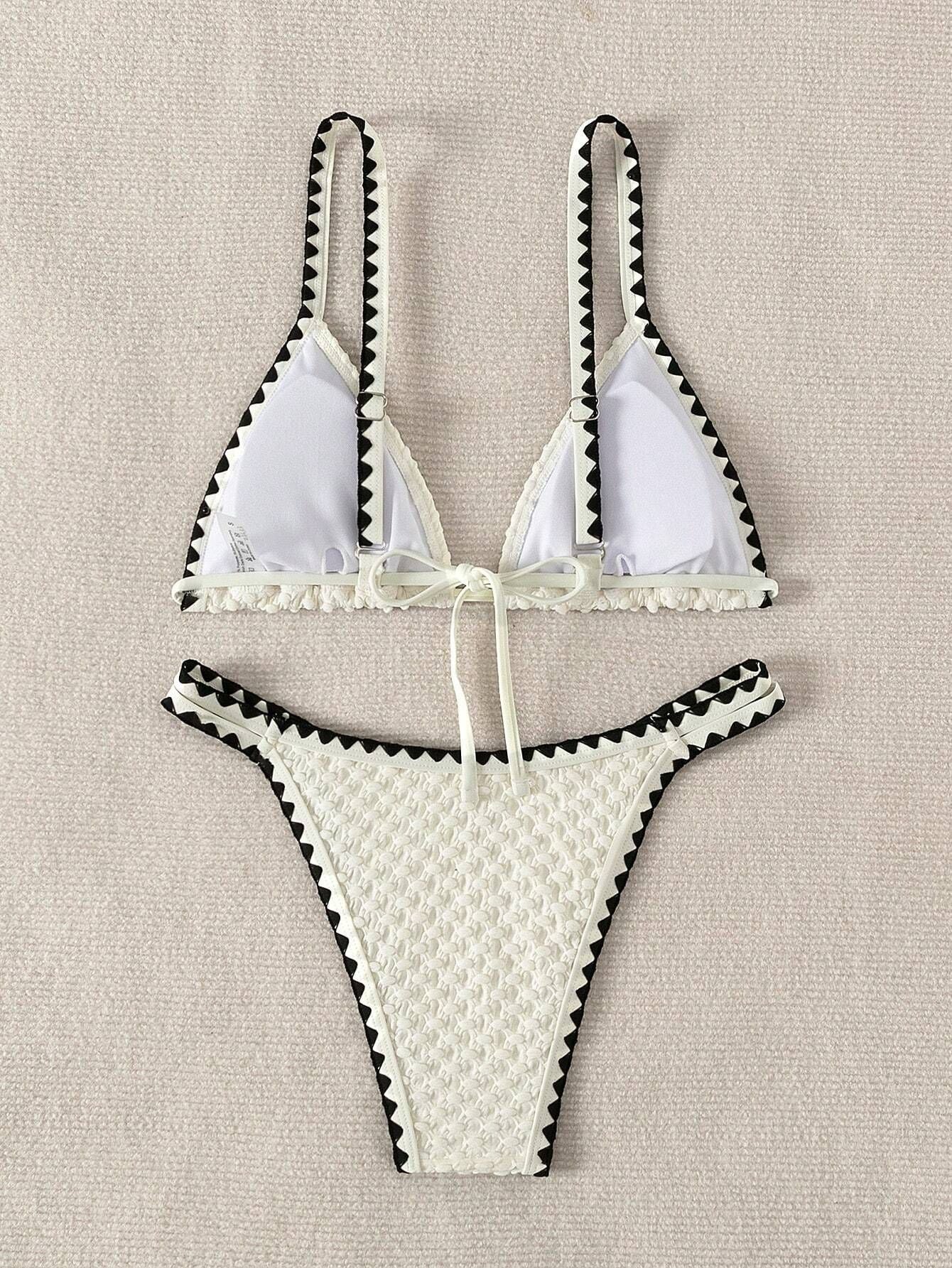Swimwear White 2 Piece Strapless Swimsuit Bandeau Backless Bikini Set Lace-up Patchwork Bathing Suit The Clothing Company Sydney