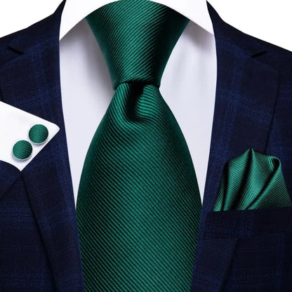 Green Paisley Silk Tie Set for Men – Necktie, Pocket Square & Cufflinks The Clothing Company Sydney