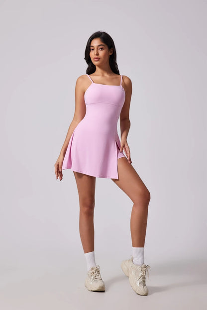 Women's Sports Tennis Dress Removable chest cushion Breathable Outdoor Yoga Tennis Skirt Dress - The Clothing Company Sydney