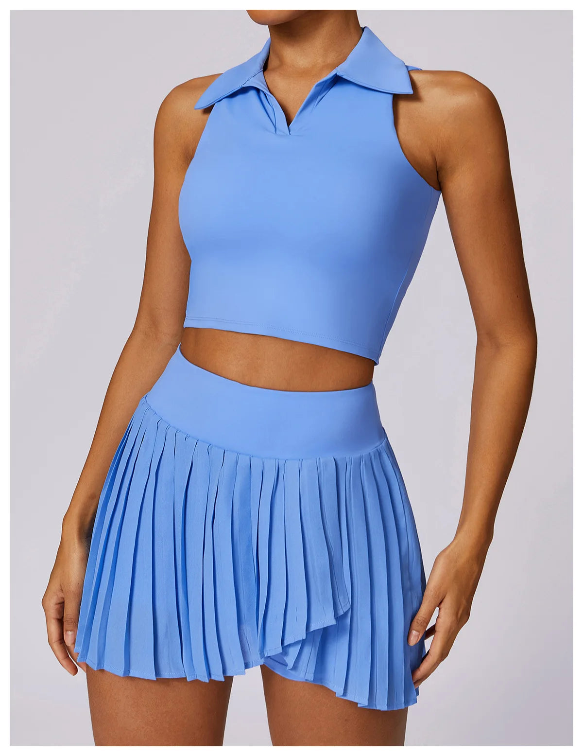 2 Piece Women's Gym Clothes Running Sports Fitness Breathable Yoga Tennis Top and Skirt Set - The Clothing Company Sydney