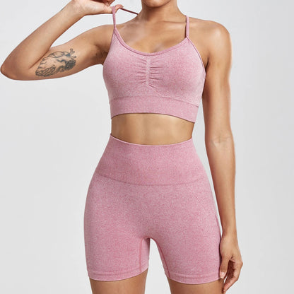 Womens Two Piece Set Peach Shorts Trackuists Gym Yoga Running Halter Fitness Shorts Push Up Bra Top Set The Clothing Company Sydney