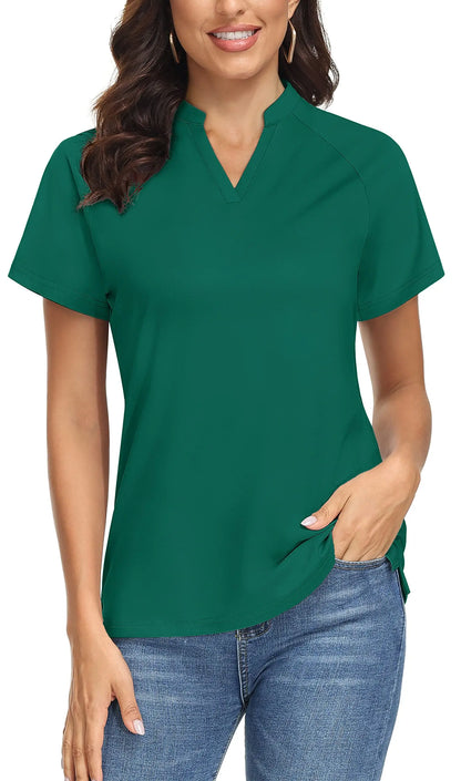 UPF 50+ V-neck Short Sleeve Golf Polo Shirts Women's Quick Dry Sun/UV Protection T-shirts Outdoor Sports Pullover Tops The Clothing Company Sydney