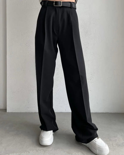 Classic Formal Straight Leg Pants Spring Summer Women's Versatile Casual Wear Loose Fit Wide Leg Pants The Clothing Company Sydney