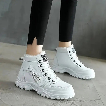 Women’s Winter High-Top Snow Boots – Warm Lace-Up Wedge Sneakers with Flannel Lining The Clothing Company Sydney