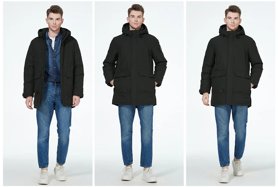Men's parka jacket windproof warm outerwear Thicken puffer coat for winter - The Clothing Company Sydney