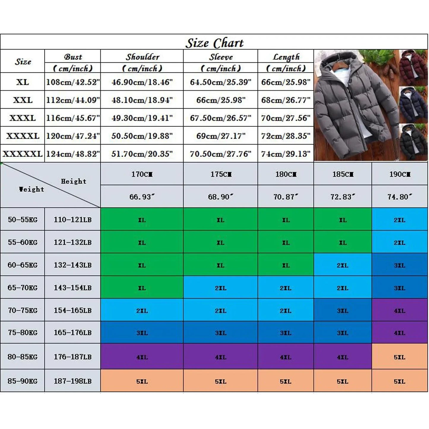 Men's Parkas Winter Overcoat Casual Hooded Thick Puffer Jacket Winter Coat Outerwear - The Clothing Company Sydney