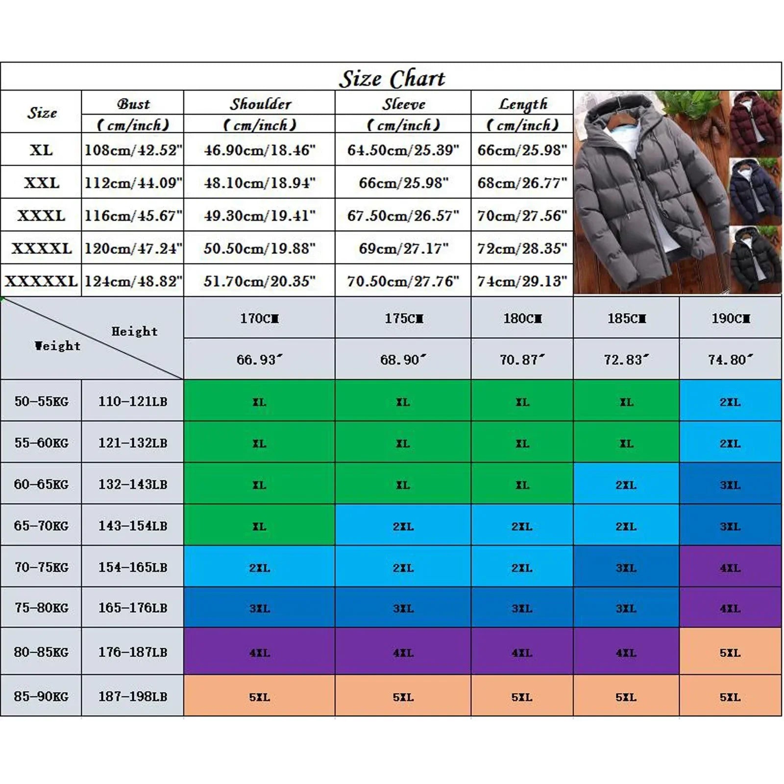Men's Parkas Winter Overcoat Casual Hooded Thick Puffer Jacket Winter Coat Outerwear - The Clothing Company Sydney