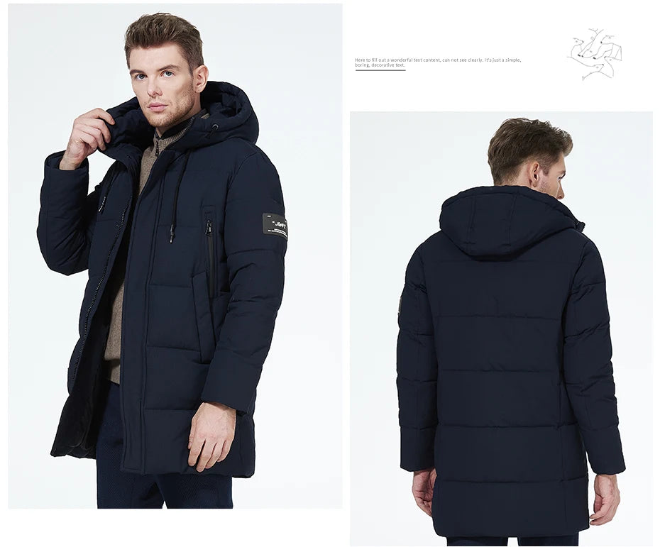 Men's winter jackets for men casual cotton coat mid-length Puffer Parkas - The Clothing Company Sydney