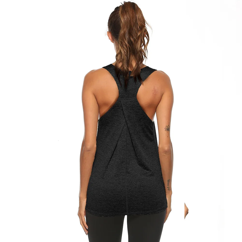 Women's Yoga Shirts Solid Sports Wear Fitness Gym Clothing Fit Top Workout Training Crop Tops Sleeveless Blouse T-shirts Quick Dry Top - The Clothing Company Sydney