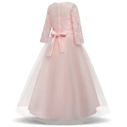 Teens Girls Princess Dress for Party Ball Gown Wedding White Dresses Kids Birthday Bridesmaid Costume Lace Flower Pageant Dress - The Clothing Company Sydney