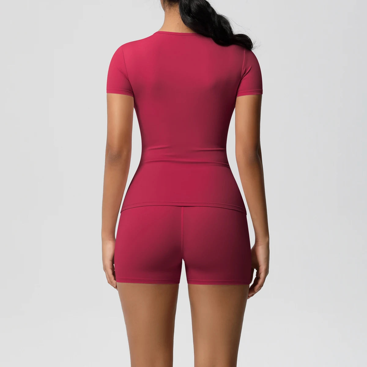 2 Piece Quick-Drying Gym Leggings Set Summer Short Sleeve Breathable Stretchy Yoga Slim Fitness Active Top Women's Cycling Bike Shorts The Clothing Company Sydney