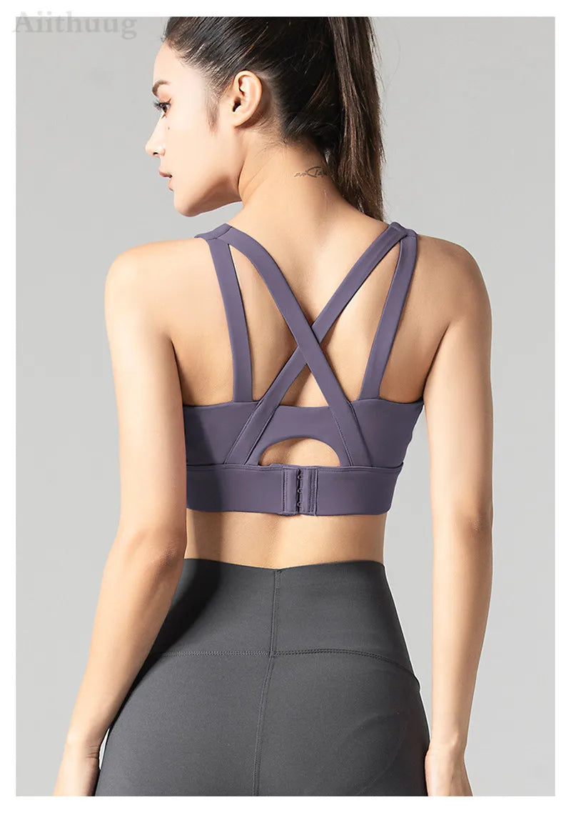 Sports Bra for Women Criss-Cross Back Padded Sports Yoga Bra with Removable Cups Gym Bra Top The Clothing Company Sydney