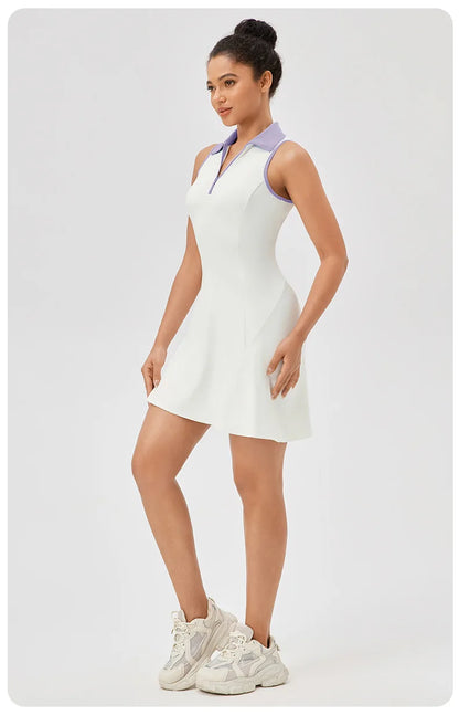 Summer Zip Front Tennis Skirt Sleeveless Golf Dress for Workout Exercise Skirt Athletic Dresses - The Clothing Company Sydney