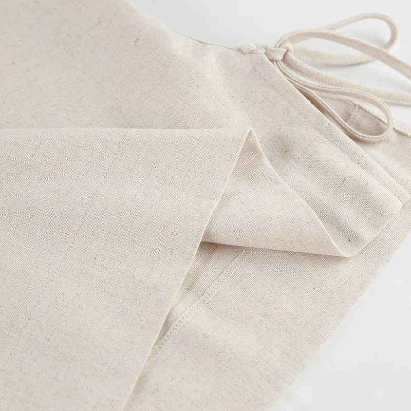 Spring Summer Holiday Linen Pant Set Crop Tops Solid Outfits 2 Two Piece Matching Outfit Set For Women - The Clothing Company Sydney