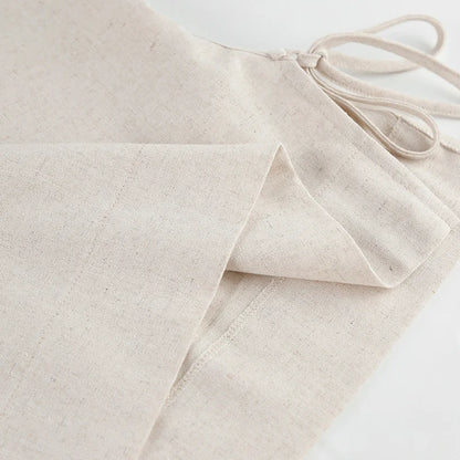 Spring Summer Holiday Linen Pant Set Crop Tops Solid Outfits 2 Two Piece Matching Outfit Set For Women - The Clothing Company Sydney