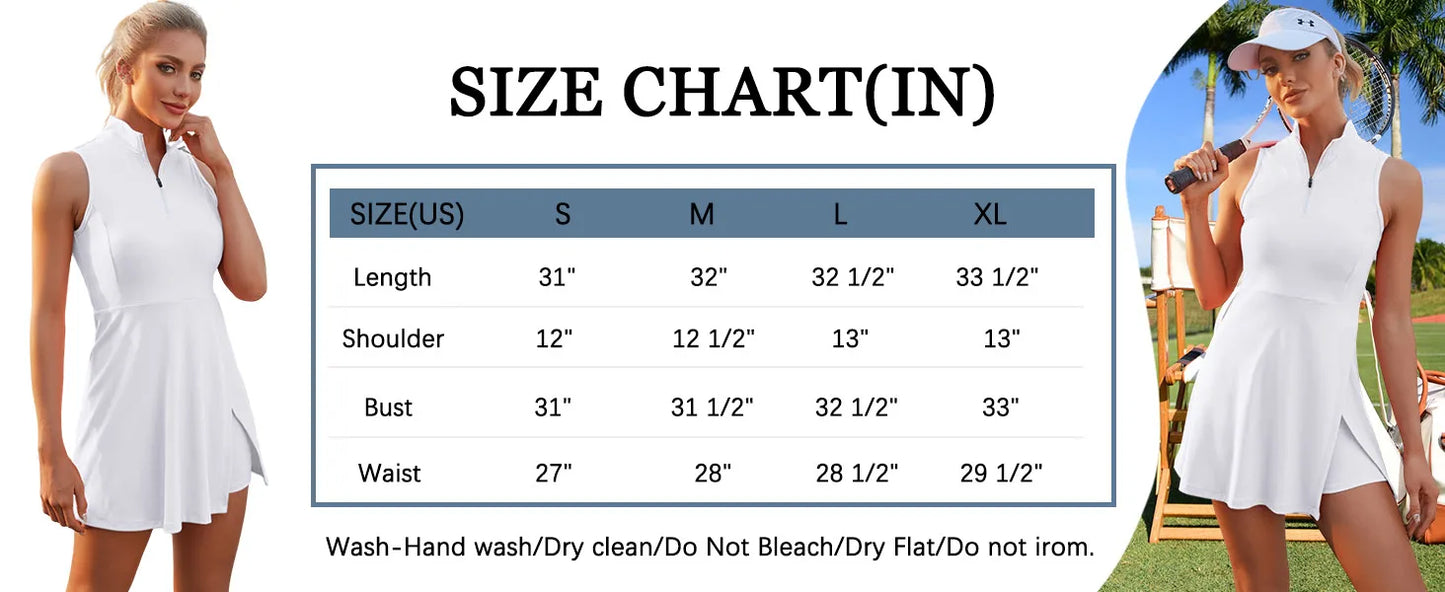 Women's tennis dress tennis golf dress built-in shorts sleeveless sports dress with pockets - The Clothing Company Sydney