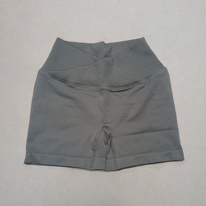 Crossover Waist Women Sport Shorts Yoga Shorts Gym Workout Running High Waist Yoga Shorts Push Up Hip Seamless Fitness Shorts The Clothing Company Sydney