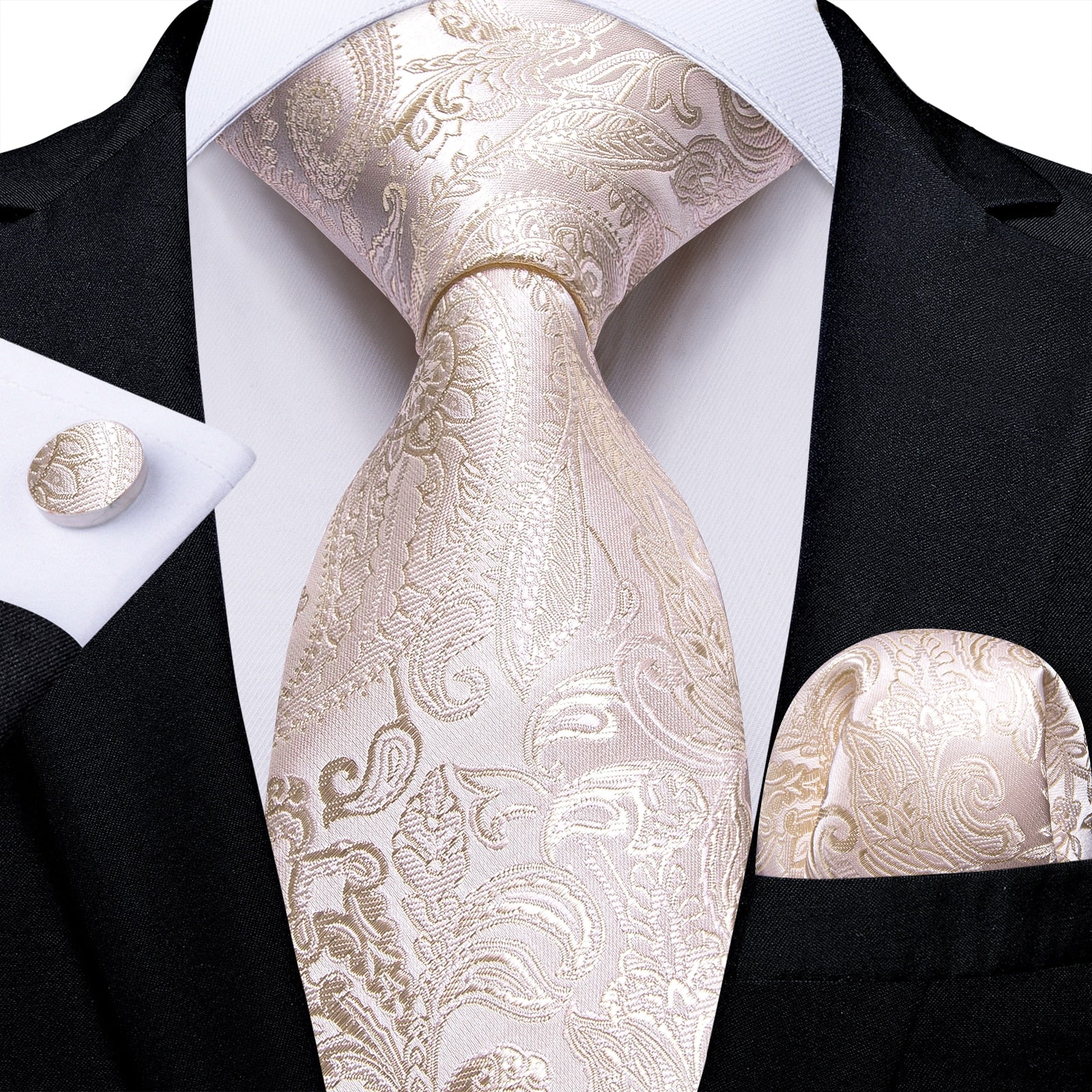 Men's Tie Luxury Yellow Blue Striped Paisley Plaid Silk Wedding Tie For Men's Designer Hanky Cufflinks Gift Tie Set The Clothing Company Sydney