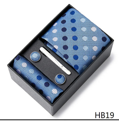 5 piece 7.5 cm Width Tie Sets Black Men's Tie Hankerchiefs Cufflinks clip Box wedding gift handmade Necktie Set The Clothing Company Sydney