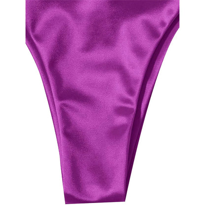 2 Piece Halter Satin Brazilian Bikini Swimwear Swimsuit Two piece Bikini set Bather Bathing Suit - The Clothing Company Sydney