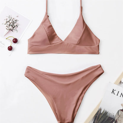 2 Piece Women's Push Up High Cut Bikini Set Two Piece Low Waist Swimsuit Fashion Swimming Set With Chest Pad Swimwear - The Clothing Company Sydney