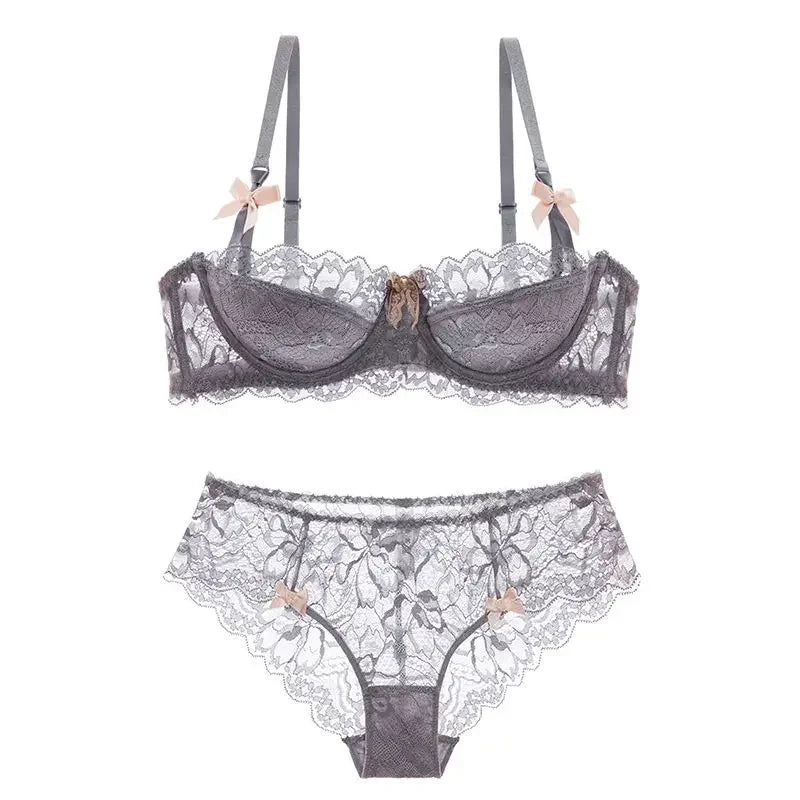 2 Piece Pull-up Bra with Bow Breathable Lace Bra Anti-slip Cup Date Night Set The Clothing Company Sydney