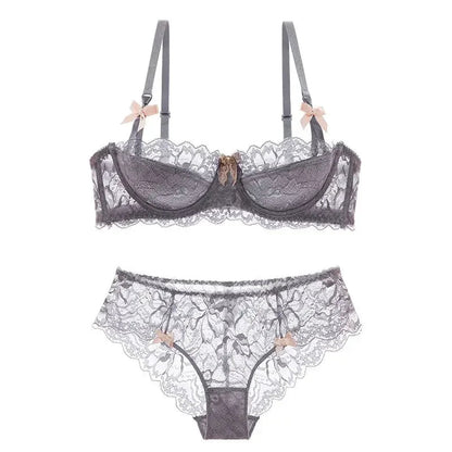 2 Piece Pull-up Bra with Bow Breathable Lace Bra Anti-slip Cup Date Night Set The Clothing Company Sydney