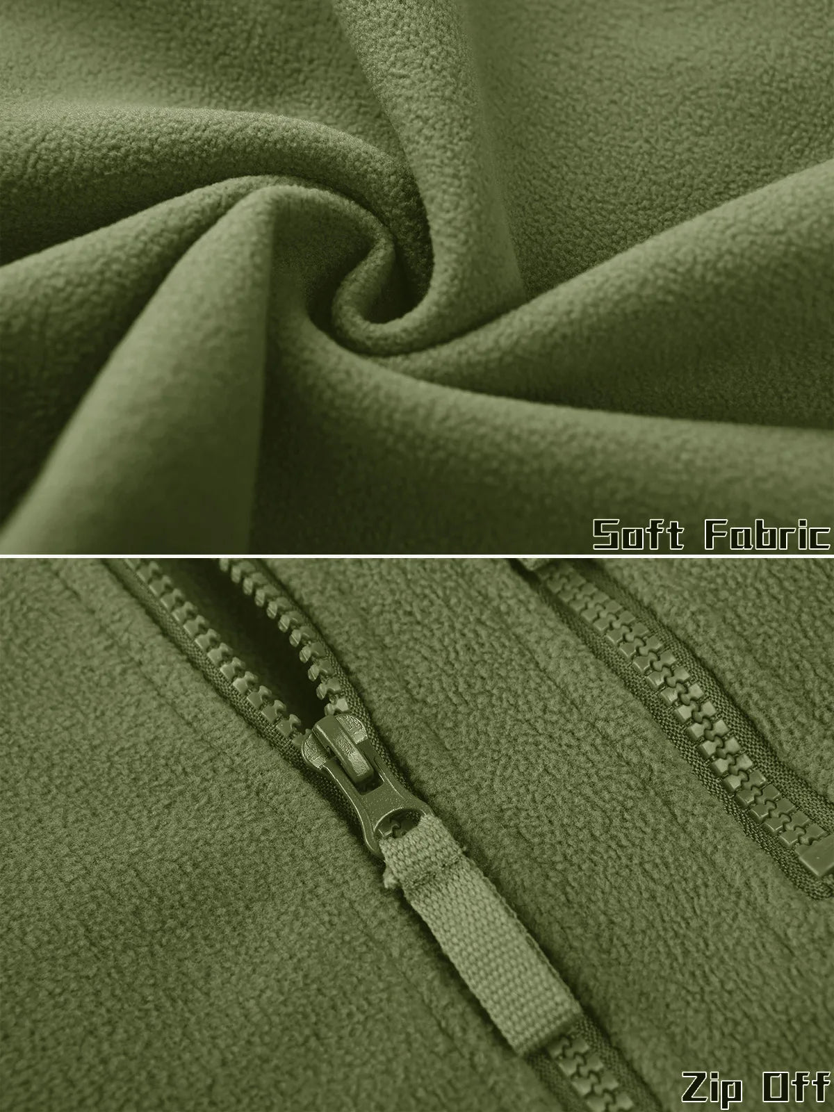 Full Zip Up Tactical Green Fleece Jacket Thermal Warm Work Coats Men's Pockets Safari Jacket Hiking Outwear Windbreaker - The Clothing Company Sydney