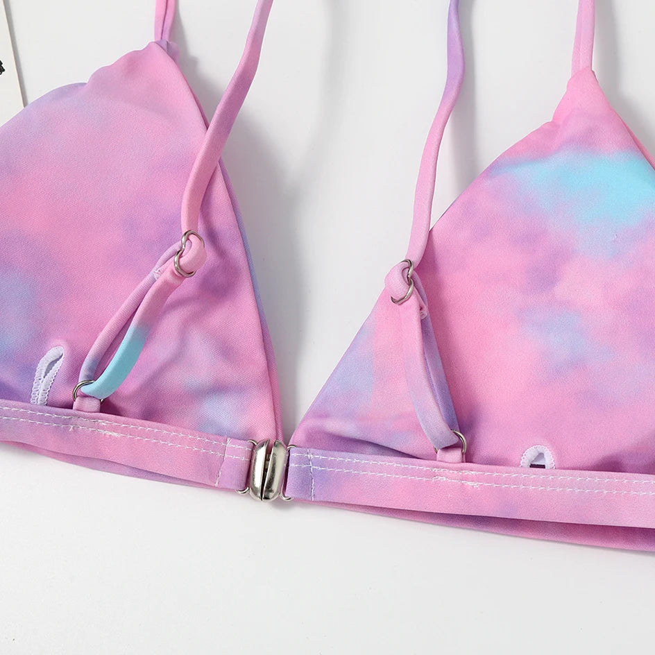 2 Piece Micro Women Swimsuit Tie Dye Mini Thong Bikinis Sets Brazilian Swimming for Women Swimwear Bathing Suits - The Clothing Company Sydney