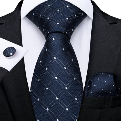 Plaid Print Men's Tie Set 8cm Width Neck Tie Handkerchief Cufflinks Business Wedding Tie Gift Set The Clothing Company Sydney