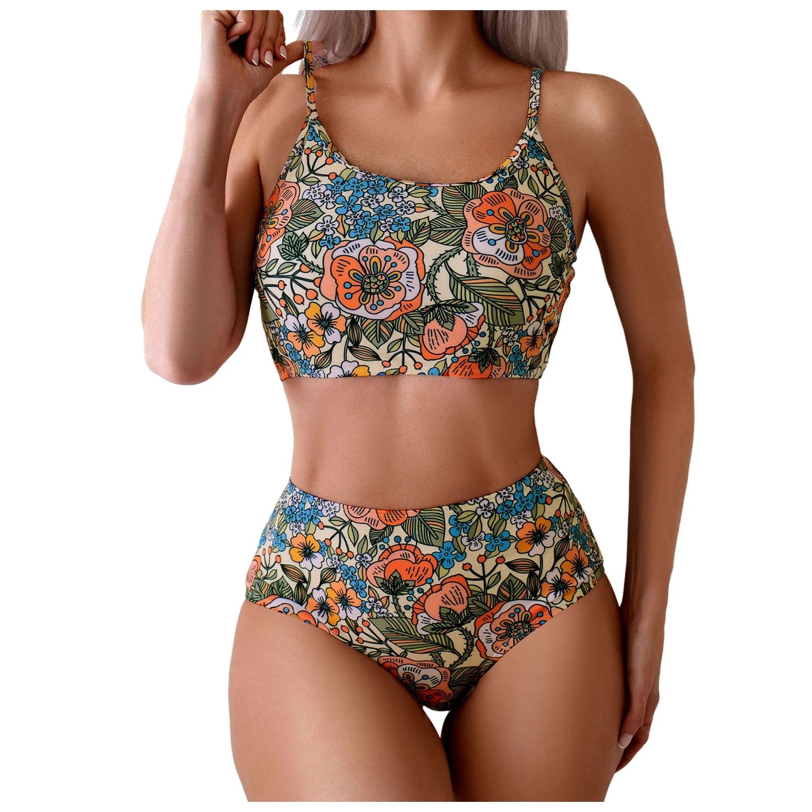 2 Piece High Waist Bikini Bathing Suit Ruched Bikini Swimsuits Print Athletic Swimwear Beachwear The Clothing Company Sydney
