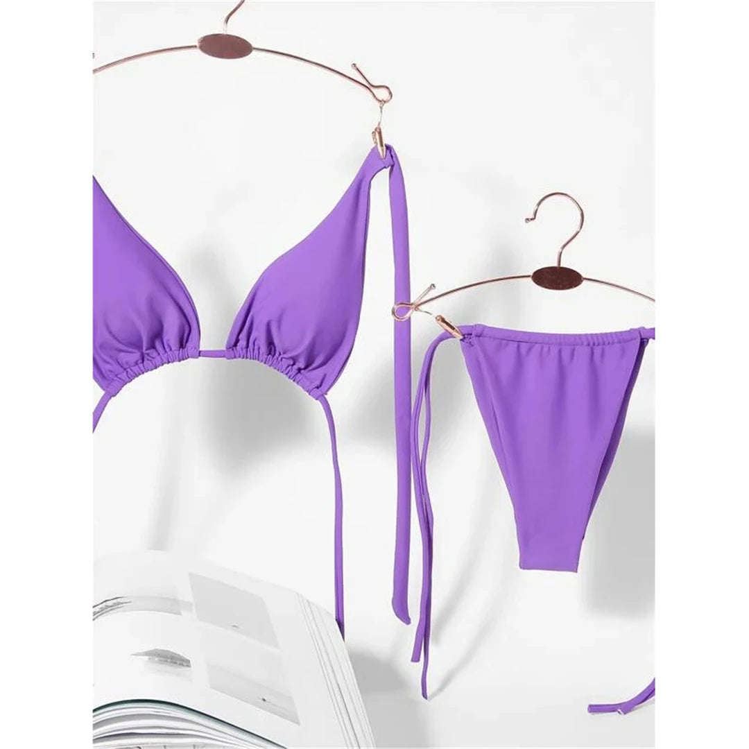 2 Piece Halter Mini Micro Thong Bikini Female Swimsuit Women Bikini set Bather Bathing Suit Swimwear The Clothing Company Sydney