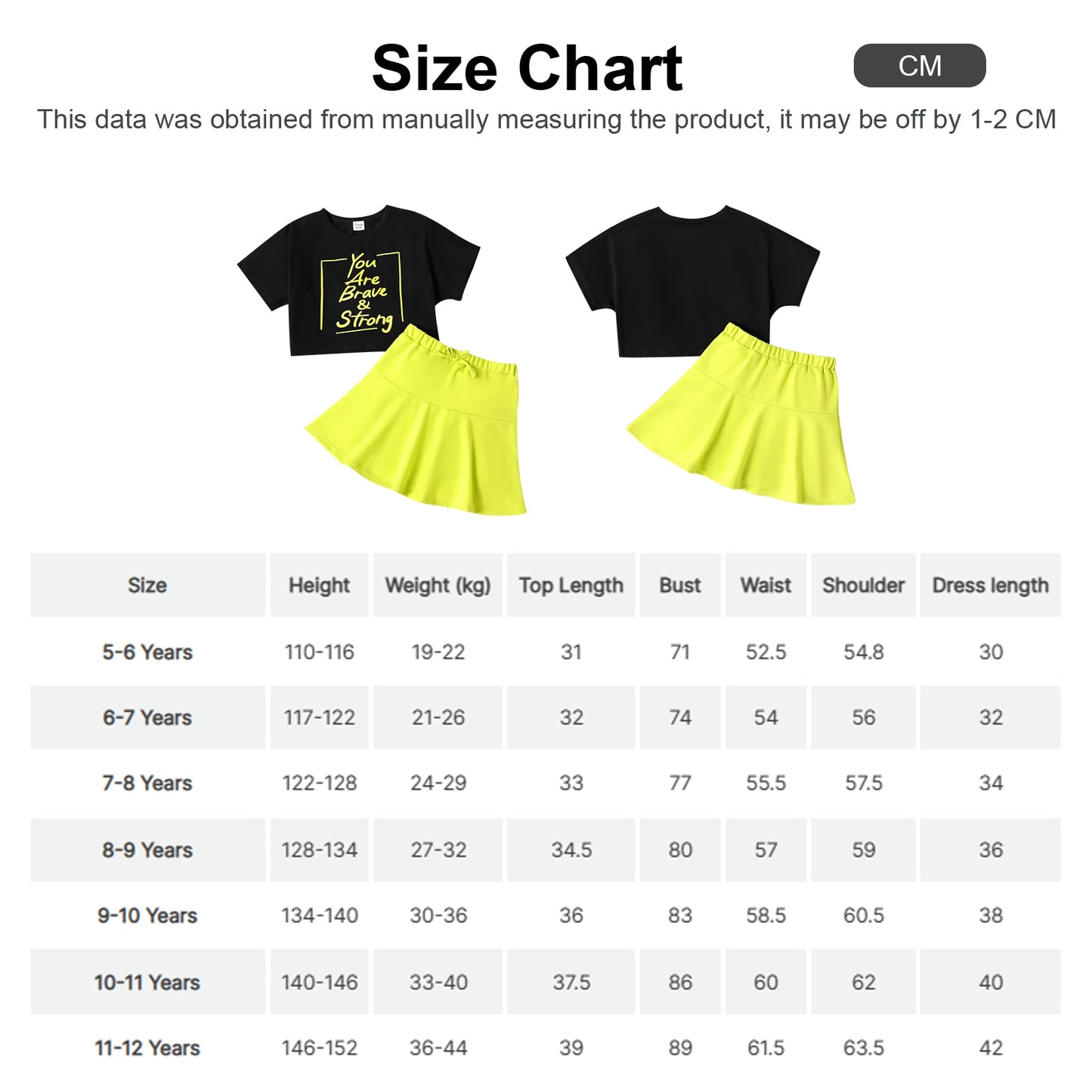 2 Piece  Kid Girl Letter Print Short-sleeve Cotton Tee and Solid Skirt Set The Clothing Company Sydney