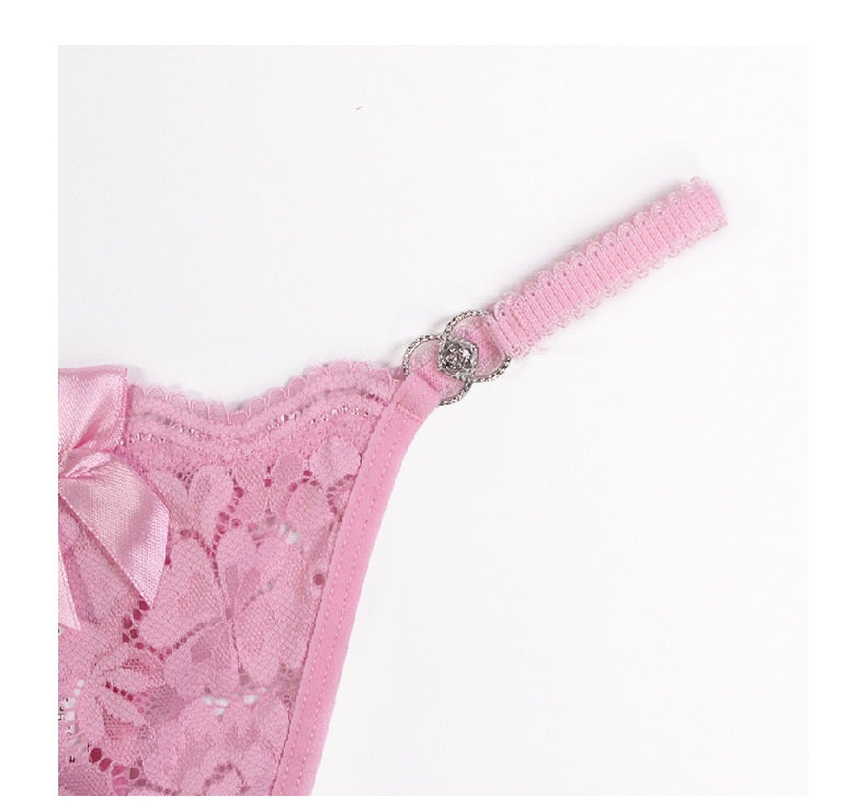 3 Piece Set Women's Lace Panties Perspective Underwear Low Waist Thin Strap Rhinestone Thong G-string Breathable Soft Lingerie The Clothing Company Sydney