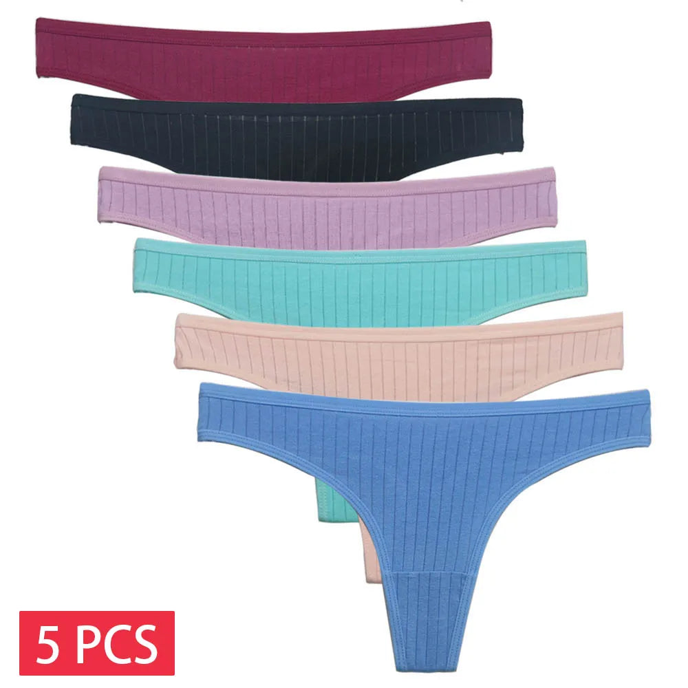 5 Piece Set Cotton Mix Panties G-String Womens Lingerie Thong Intimate Underwear The Clothing Company Sydney