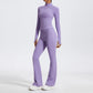 2 Piece Sports Suit Women Half Zipper Long Sleeves Slim Yoga Set Flared Activewear Gym Workout Sportswear The Clothing Company Sydney