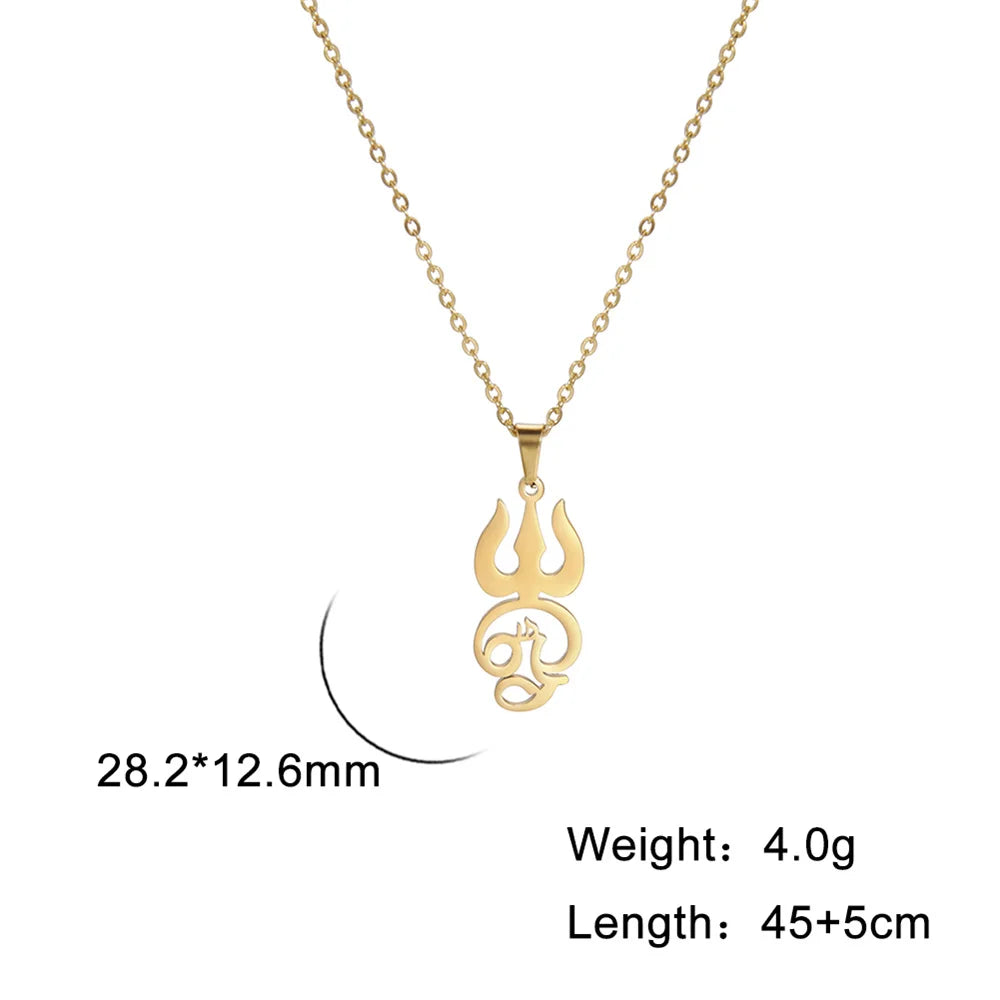 Tamil Om Symbol Pendant Necklace Stainless Steel Vintage Trident Yoga Shiva Symbol Necklaces Amulet Jewellery Gifts The Clothing Company Sydney