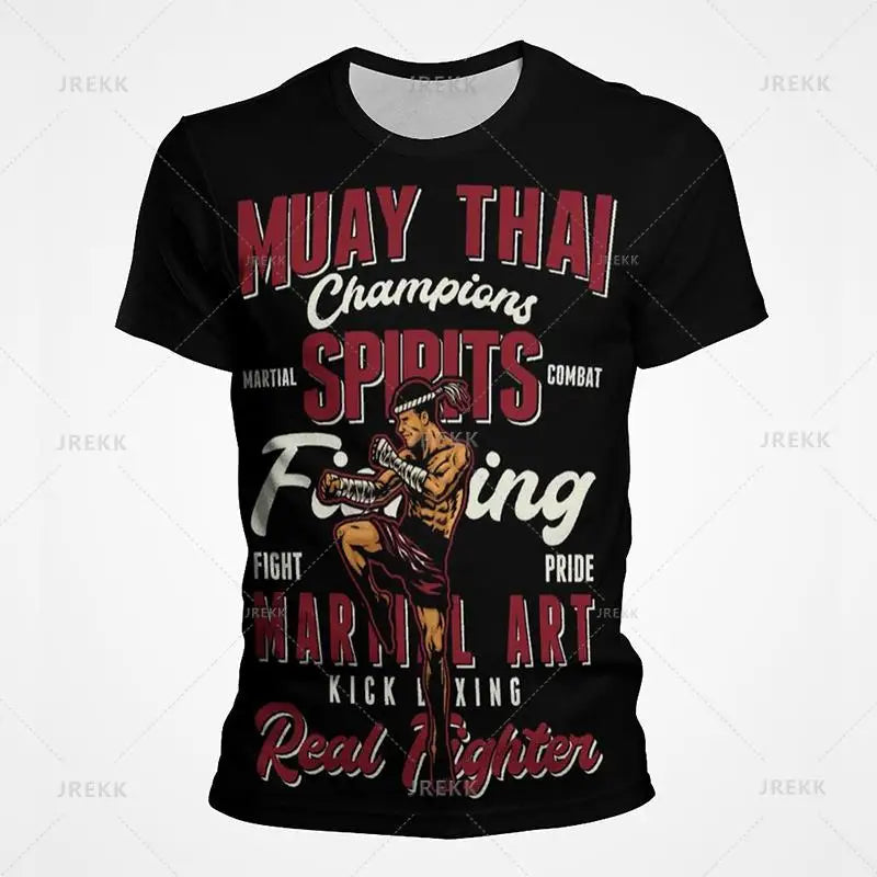 Men Women Kids Muay Thai Gym Graphic Thai Boxing Sports Printed T Shirts Streetwear Short Sleeves Quick Dry Top