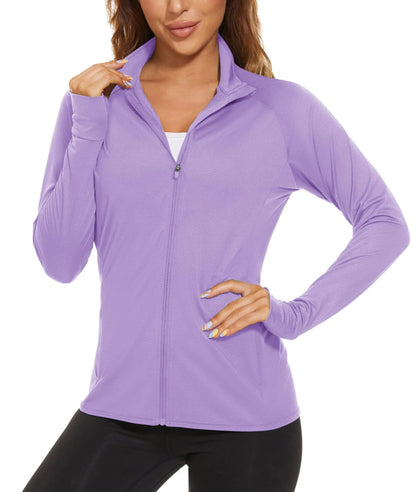UPF 50+ Sun Protection Summer Shirts Women's Long Sleeve Shirts Full Zip Casual Jackets Zipper Pockets Golf Athlete Tops The Clothing Company Sydney