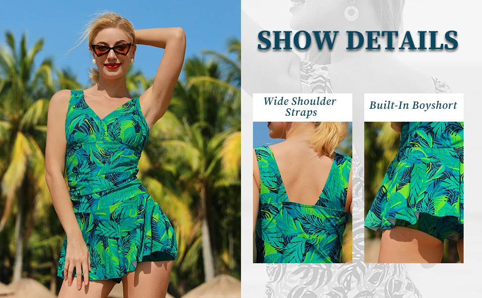 Women Modest Swim Dresses Floral Print Plus-Size Swimsuit Padded One Piece Swimwear Bathing Suits The Clothing Company Sydney