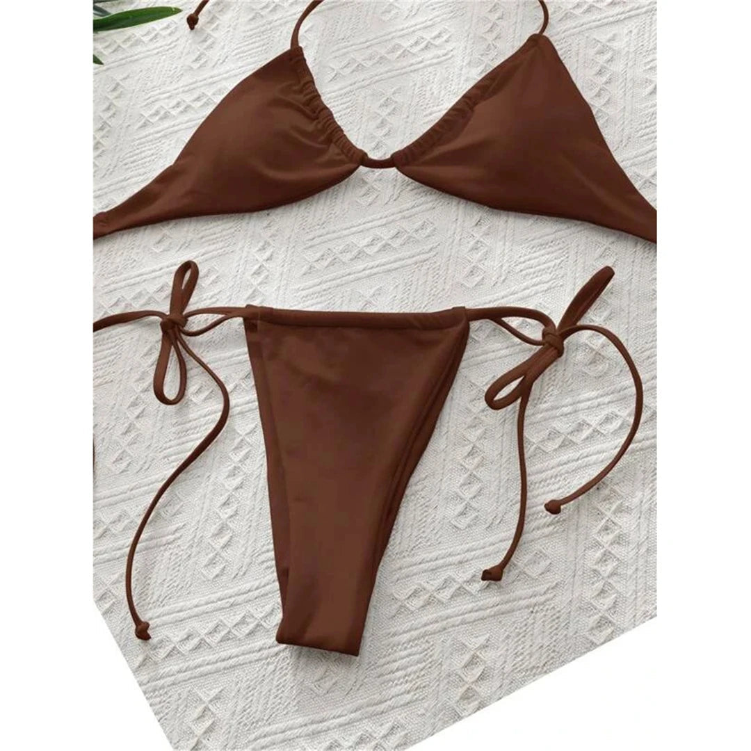 2 Piece Halter Mini Micro Thong Bikini Female Swimsuit Women Bikini set Bather Bathing Suit Swimwear The Clothing Company Sydney