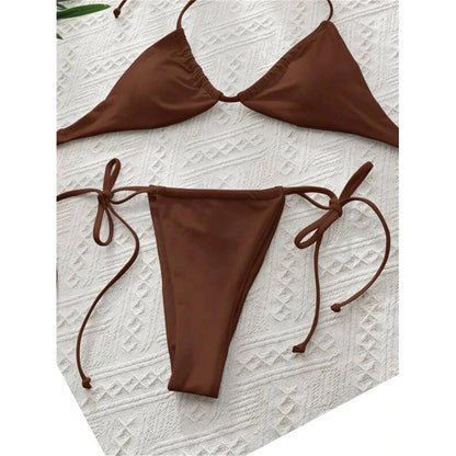 2 Piece Halter Mini Micro Thong Bikini Female Swimsuit Women Bikini set Bather Bathing Suit Swimwear The Clothing Company Sydney