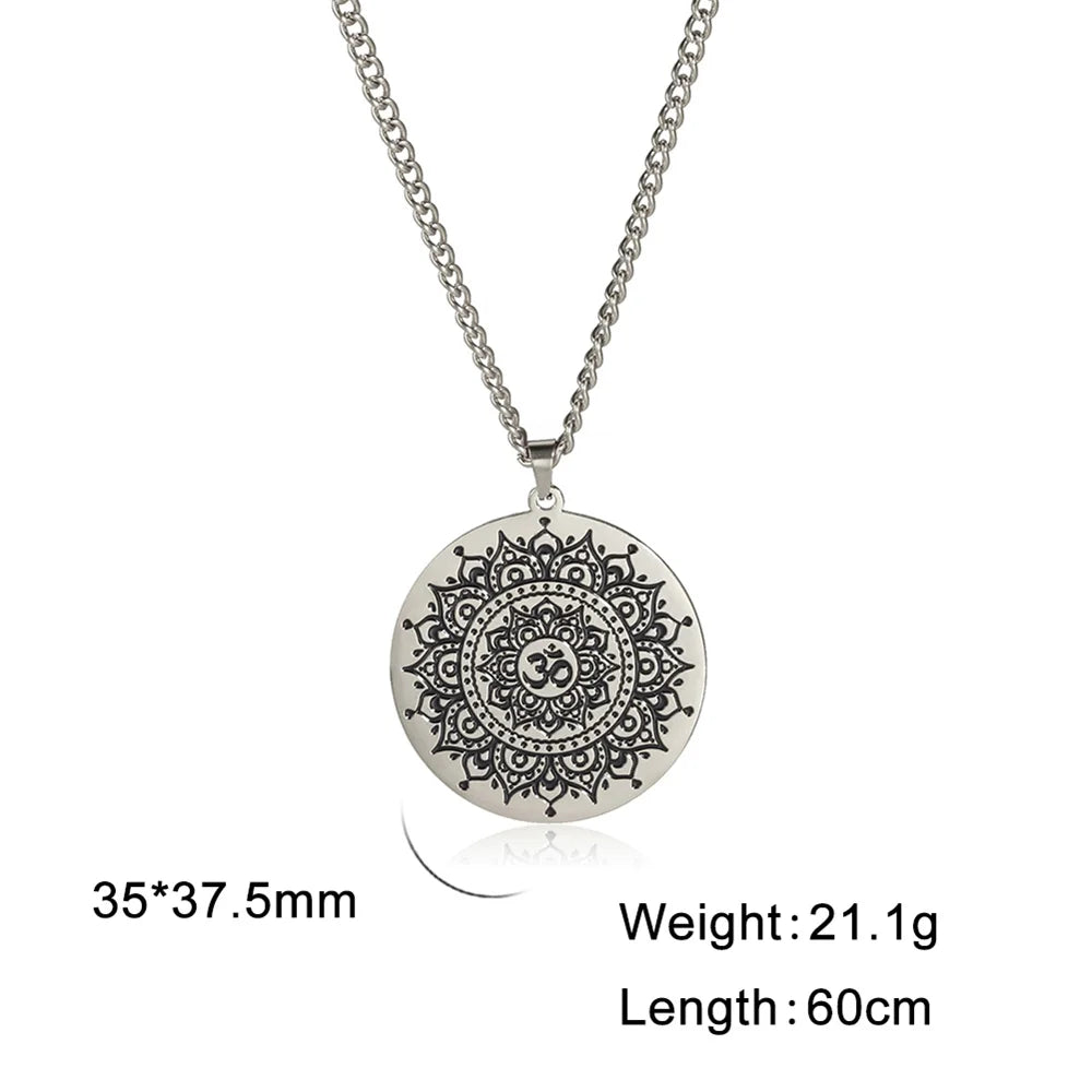 Yoga Lotus Om Aum Symbol Pendant Necklace Hindu Buddhist Stainless Steel Chain Meditation Spiritual Religious Jewellery The Clothing Company Sydney